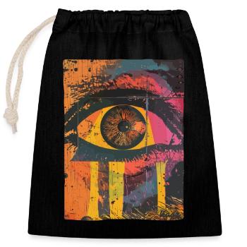 Pop Art Eye Graffiti - Closable cotton gift bag (25x30cm) - black - Front