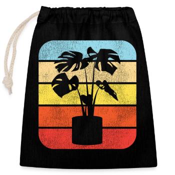 Amoureux des plantes jardinage rétro - Sac cadeau en coton avec cordon (25 x 30 cm) - noir - Devant
