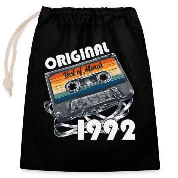 33ème anniversaire cadeau homme cassette mars 1992 - Sac cadeau en coton avec cordon (25 x 30 cm) - noir - Devant