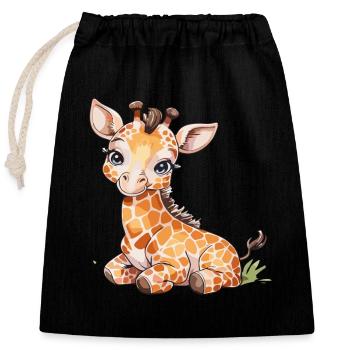 Motif mignon de bébé girafe pour les amoureux des animaux - Sac cadeau en coton avec cordon (25 x 30 cm) - noir - Devant
