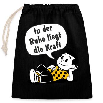 There is strength in calmness - Closable cotton gift bag (25x30cm) - black - Front