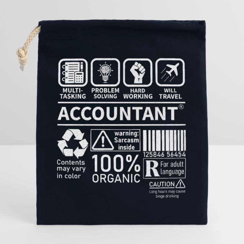 Comptable Multi Tasking Résolution de problèmes Sac cadeau en coton avec cordon (25 x 30 cm)