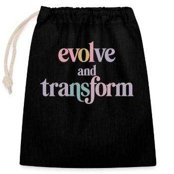 Evolve And Transform Inspirational - Closable cotton gift bag (25x30cm) - black - Front