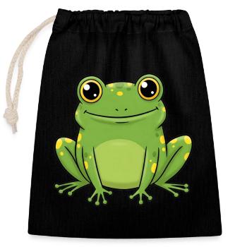 Animal Cartoon Frog - Closable cotton gift bag (25x30cm) - black - Front