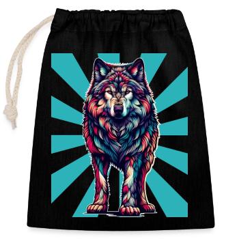 Retro Vintage Wolf Tattoo Wölfe - Verschließbarer Geschenkbeutel aus Baumwolle (25x30cm) - Schwarz - Vorne