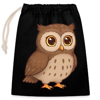 Animal Cartoon Owl - Closable cotton gift bag (25x30cm) - black - Front