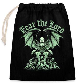 Cthulhu, Craignez le Seigneur - Sac cadeau en coton avec cordon (25 x 30 cm) - noir - Devant