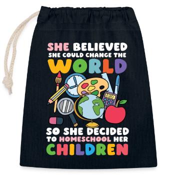 Sie Glaubte, Sie Könnte Die Welt Verändern, Also - Verschließbarer Geschenkbeutel aus Baumwolle (25x30cm) - Navy - Vorne