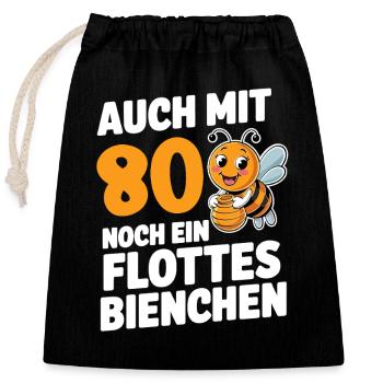80. Geburtstag 80 Jahre Flottes Bienchen Frau - Verschließbarer Geschenkbeutel aus Baumwolle (25x30cm) - Schwarz - Vorne