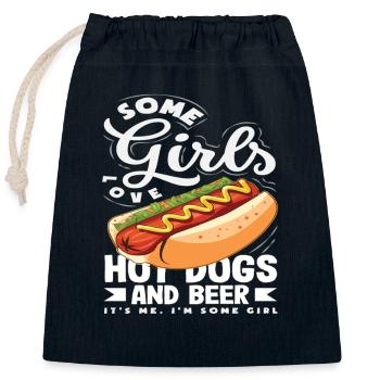 Some Girls Love Hot Dog Lover - Closable cotton gift bag (25x30cm) - navy - Front