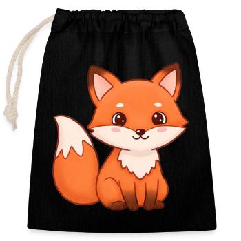 Animal Cartoon Fox - Closable cotton gift bag (25x30cm) - black - Front