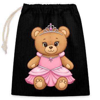 Ours en peluche Princesse - Sac cadeau en coton avec cordon (25 x 30 cm) - noir - Devant