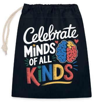 Celebrate Minds of All Kinds Neurodiversity Proud - Verschließbarer Geschenkbeutel aus Baumwolle (25x30cm) - Navy - Vorne