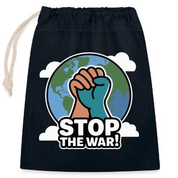 STOPPT DEN KRIEG - Verschließbarer Geschenkbeutel aus Baumwolle (25x30cm) - Navy - Vorne