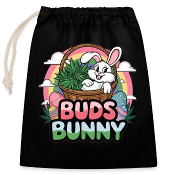 Buds Bunny – Lustiges Osterdesign für Erwachsene - Verschließbarer Geschenkbeutel aus Baumwolle (25x30cm) - Schwarz - Vorne