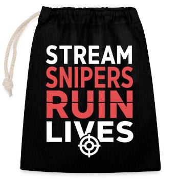 Gaming Streamer Live Streaming Gamer Content - Closable cotton gift bag (25x30cm) - black - Front