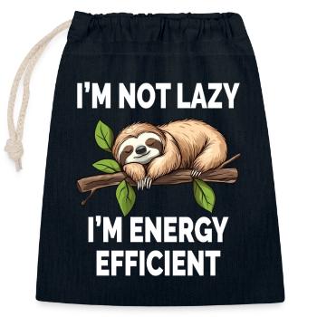 Funny Sloth I'm Not Lazy I'm Energy Efficient - Closable cotton gift bag (25x30cm) - navy - Front