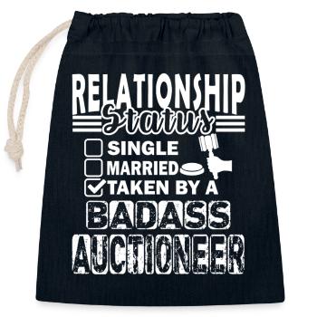 Auctioneer Relationship Status - Closable cotton gift bag (25x30cm) - navy - Front