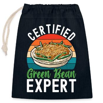 Casserole de haricots verts - Sac cadeau en coton avec cordon (25 x 30 cm) - bleu marine - Devant