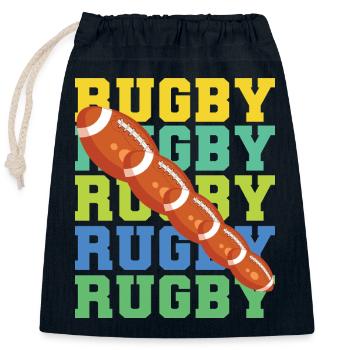 Rugby Ball – Retro Style Sports Design - Closable cotton gift bag (25x30cm) - navy - Front
