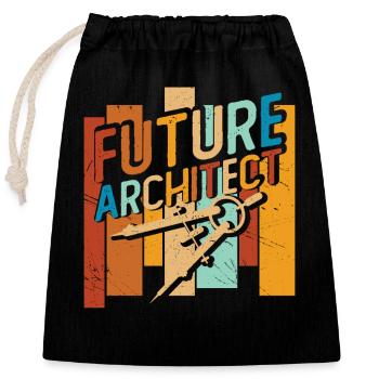 Architecte - Sac cadeau en coton avec cordon (25 x 30 cm) - noir - Devant