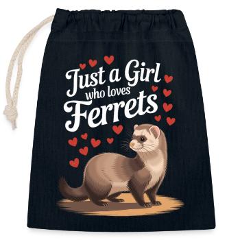 Chemise furet – parfaite pour les amateurs de furets - Sac cadeau en coton avec cordon (25 x 30 cm) - bleu marine - Devant