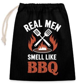 BBQ Meister – Männer riechen nach Grillen - Verschließbarer Geschenkbeutel aus Baumwolle (25x30cm) - Schwarz - Vorne