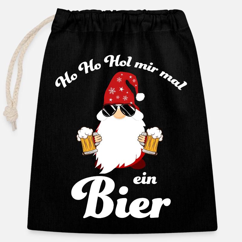 bier3 Zeichenfläche 1 - Verschließbarer Geschenkbeutel aus Baumwolle (25x30cm) - Schwarz