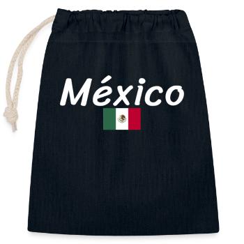Mexique Drapeau mexicain Mexicain - Sac cadeau en coton avec cordon (25 x 30 cm) - bleu marine - Devant