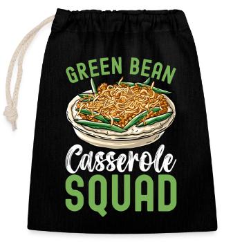 Casserole de haricots verts - Sac cadeau en coton avec cordon (25 x 30 cm) - noir - Devant