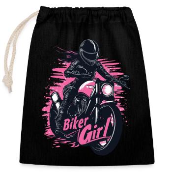 Biker Girl Geburtstag Motorrad Geschenk Bikerin - Verschließbarer Geschenkbeutel aus Baumwolle (25x30cm) - Schwarz - Vorne