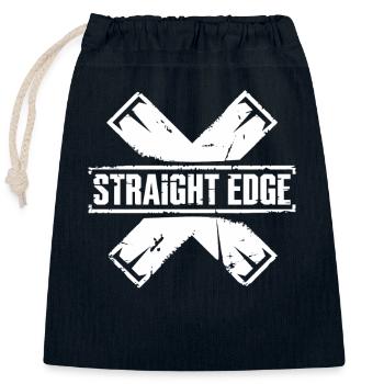 Straight Edge Schriftzug für Straight Edger Life - Verschließbarer Geschenkbeutel aus Baumwolle (25x30cm) - Navy - Vorne