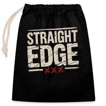 Straight Edge Schriftzug für Straight Edger Life - Verschließbarer Geschenkbeutel aus Baumwolle (25x30cm) - Schwarz - Vorne