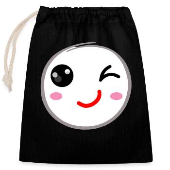 Clin d’œil sourire - Sac cadeau en coton avec cordon (25 x 30 cm) - noir - Devant