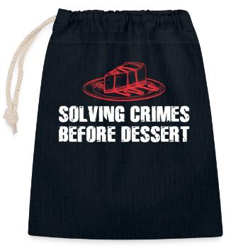 Murder Mystery Dinner Fun Night - Closable cotton gift bag (25x30cm) - navy - Front