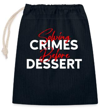 Murder Mystery Dinner Fun Night - Closable cotton gift bag (25x30cm) - navy - Front