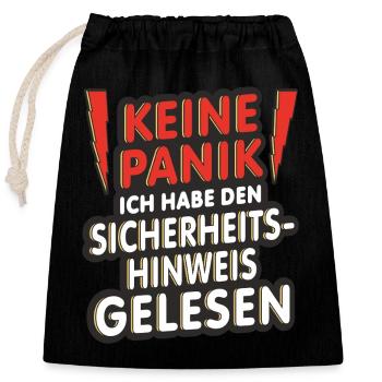 Sécurité - Sac cadeau en coton avec cordon (25 x 30 cm) - noir - Devant
