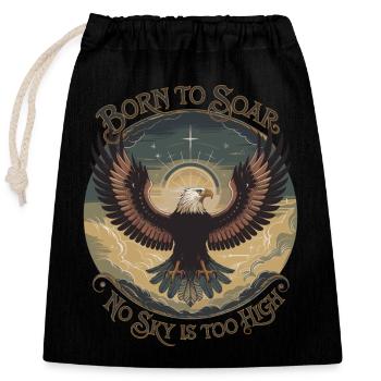 Born to Soar | Majestic Eagle & Freedom Quote - Closable cotton gift bag (25x30cm) - black - Front