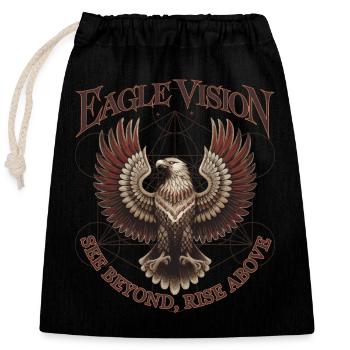 Adler Vision | Metatrons Würfel & Höheres Bewusstsein - Verschließbarer Geschenkbeutel aus Baumwolle (25x30cm) - Schwarz - Vorne