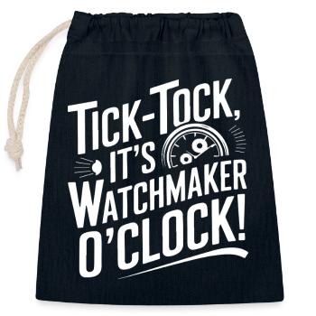 Tick-Tack, es ist Uhrmacher Uhr! - Verschließbarer Geschenkbeutel aus Baumwolle (25x30cm) - Navy - Vorne