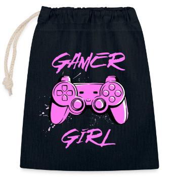 Gamer Girl - Closable cotton gift bag (25x30cm) - navy - Front