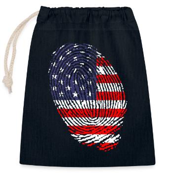Empreintes digitales du drapeau américain - Sac cadeau en coton avec cordon (25 x 30 cm) - bleu marine - Devant
