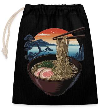 Japanische Ramen-Kunst - Verschließbarer Geschenkbeutel aus Baumwolle (25x30cm) - Schwarz - Vorne