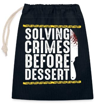 Murder Mystery Dinner Fun Night - Closable cotton gift bag (25x30cm) - navy - Front