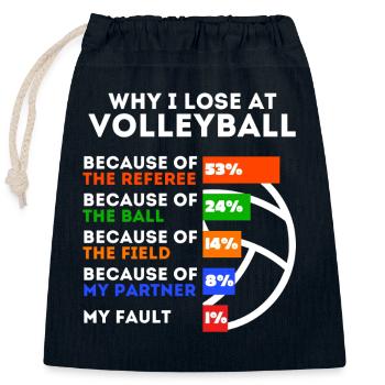 Volleyballer Lustiger Volleyball Spruch - Verschließbarer Geschenkbeutel aus Baumwolle (25x30cm) - Navy - Vorne