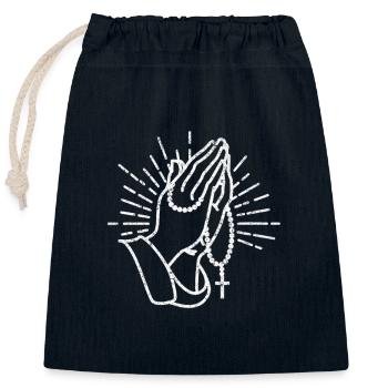 Betende Hände Rosenkranz Kreuz Glaube Gott Christ - Verschließbarer Geschenkbeutel aus Baumwolle (25x30cm) - Navy - Vorne