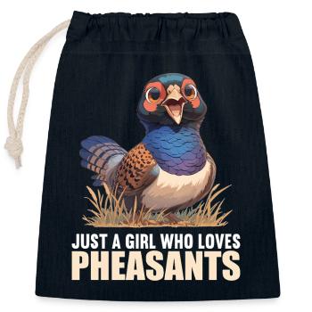 Pheasants Pheasant - Closable cotton gift bag (25x30cm) - navy - Front