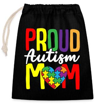 Autism Jigsaw Puzzle - Proud Autism Mother - Closable cotton gift bag (25x30cm) - black - Front