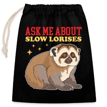 Plumploris Slow Lorises Geschenke - Verschließbarer Geschenkbeutel aus Baumwolle (25x30cm) - Schwarz - Vorne