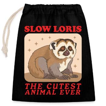 Plumploris Plumplori Slow Lorises Geschenk - Verschließbarer Geschenkbeutel aus Baumwolle (25x30cm) - Schwarz - Vorne